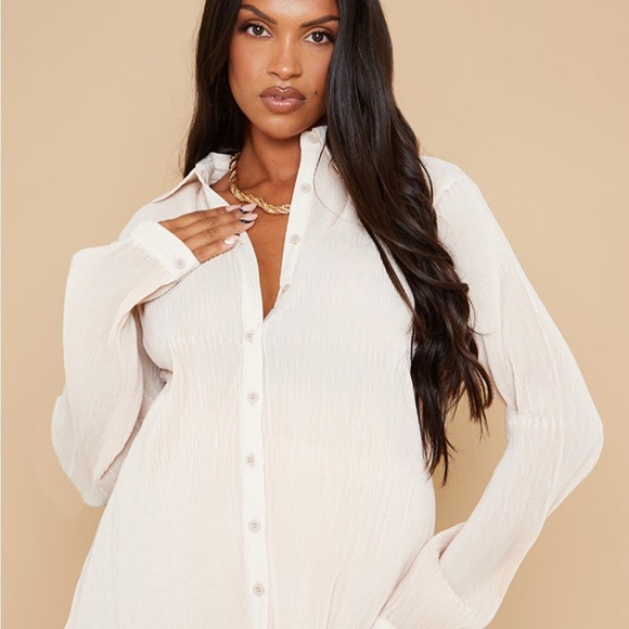 PrettyLittleThing Tops - PrettyLittleThing Cream Button-Up Camisole OVER SIZE 2